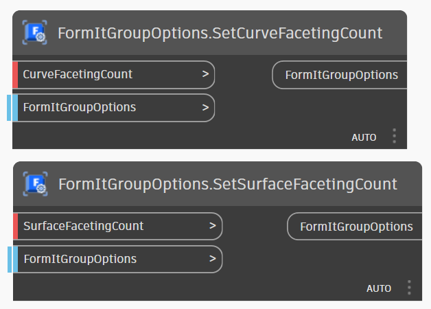 New FormItGroupOptions nodes for setting curve and surface faceting per SendToFormIt node