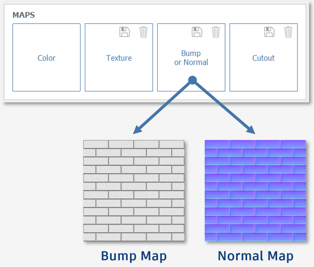 Both bump and normal maps are now supported in the Material Editor dialog