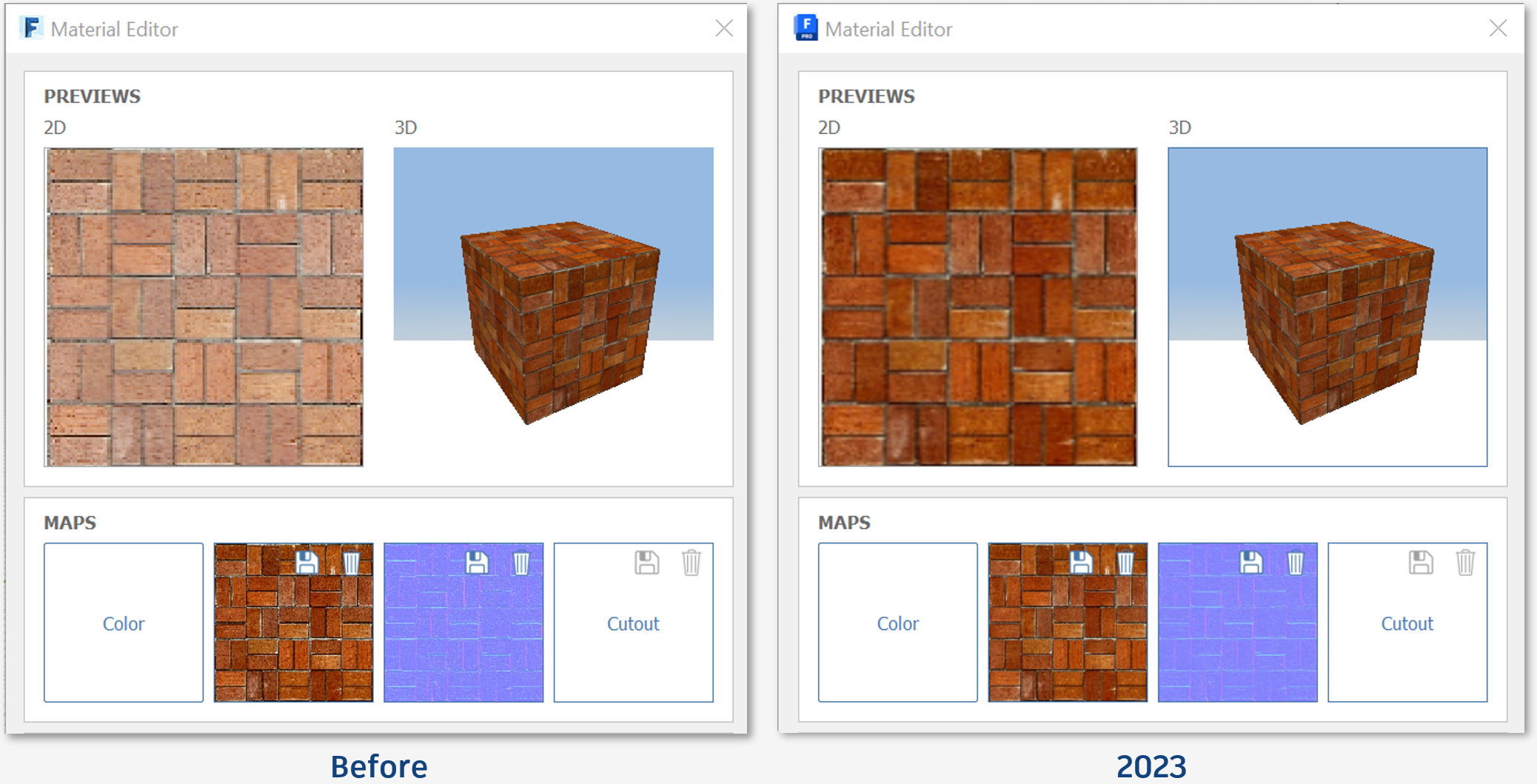 Thumbnail improvements for materials with bump or normal maps