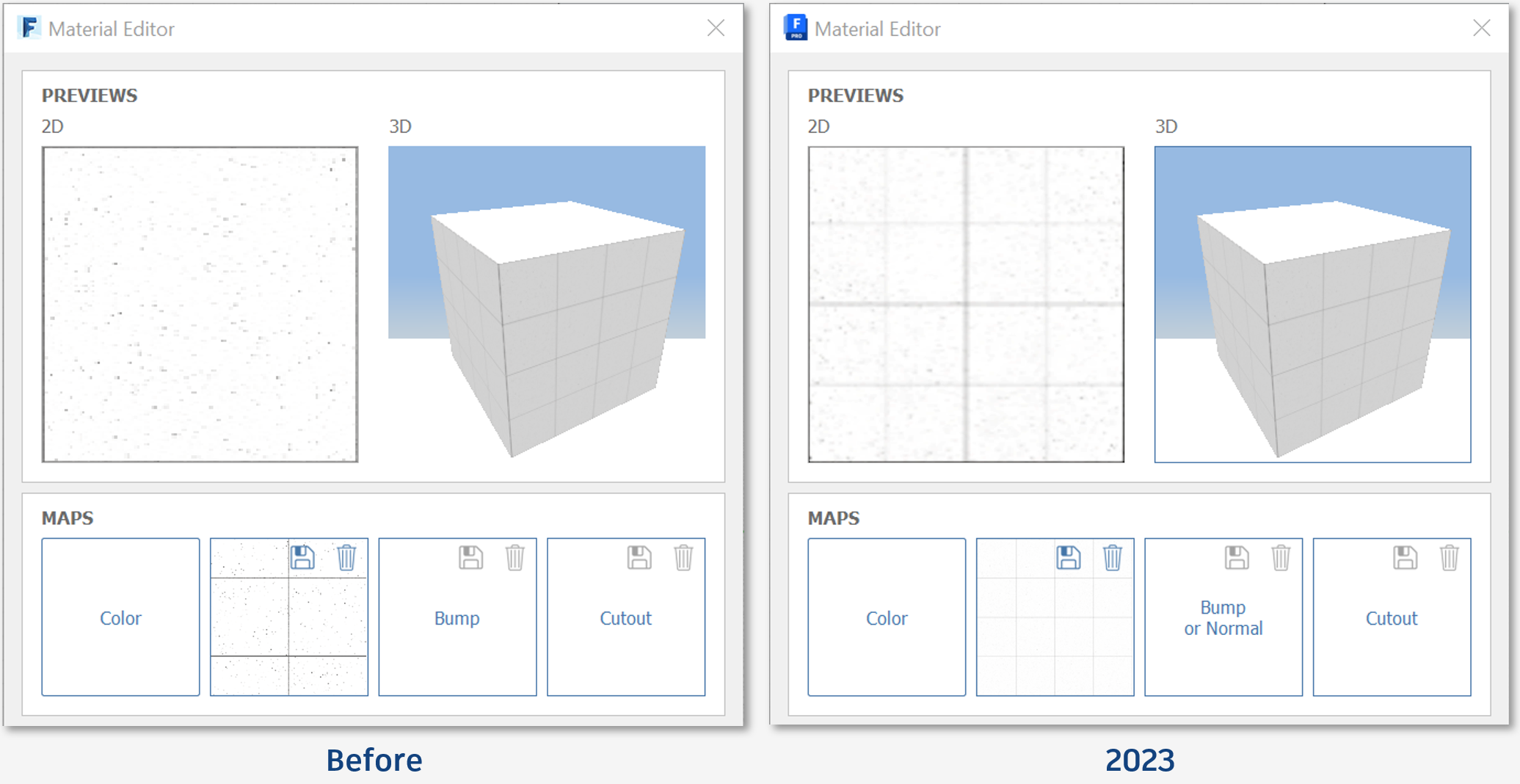 Thumbnail improvements for materials with high-resolution textures